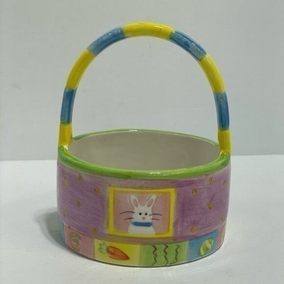 Vintage Other - Ceramic Easter Bunny Basket gift accent decor piece